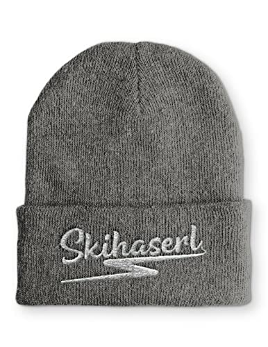 tshirtladen Skihaserl Mütze Wintermütze Unisex perfekt für den Winter und Wintersport, Farbe: Grau von tshirtladen