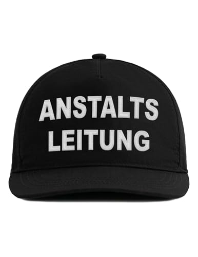 tshirtladen - ANSTALTSLEITUNG - Schwarze Snapback-Cap mit Stickerei - Coole Cap mit Spruch für Männer & Frauen - Witziges Geschenk für Arbeit, Büro oder Freizeit - Fun-Cap für Erwachsene von tshirtladen