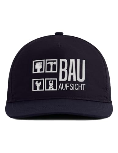 tshirtladen Snapback Cap BAUAUFSICHT Navy - Basecap mit Stickerei für Handwerker, Bauleiter & Poliere - lustige Baustellen Cap mit Werkzeug-Motiv - ideal für Kontrolleure auf dem BAU von tshirtladen