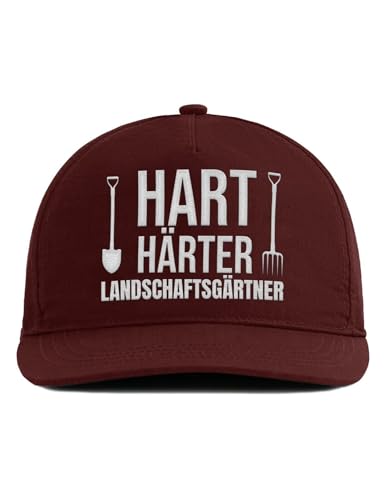 tshirtladen Snapback Cap Hart. Härter. Landschaftsgärtner - Hochwertig bestickte Cap in Maroon - Lustige Beruf Snapback für Landschaftsgärtner - Geschenkidee für Männer mit Humor & Gartenhandschuhen von tshirtladen