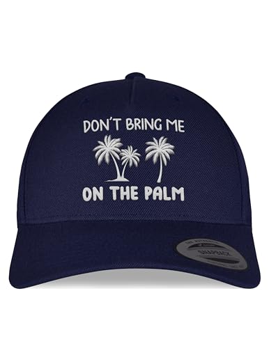 tshirtladen Snapback Cap Navy - Witzige Sommer Cap für Männer mit Palmenstick und Spruch Don’t Bring Me on The Palm - Urlaubslook mit Ironie, Statement, Humor, Strand, Sonne, Lässigkeit von tshirtladen