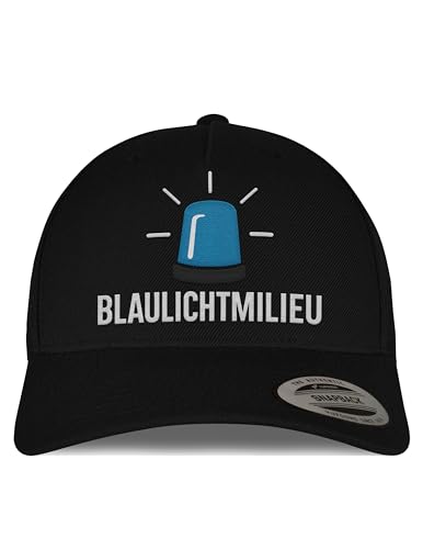 tshirtladen Snapback Cap Schwarz – BLAULICHTMILIEU Basecap mit gesticktem Blaulicht – Unisex Cap für Polizei, Feuerwehr, Rettungsdienst oder Blaulicht-Fans – One Size, robust & bequem von tshirtladen