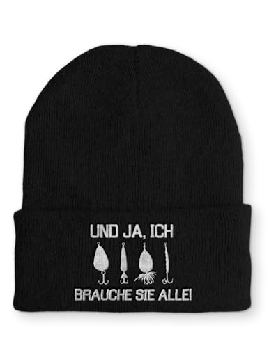Spruchmütze Strickmütze Angler Wintermütze Mütze lustige Beanie mit Stick, Farbe: Black von tshirtladen