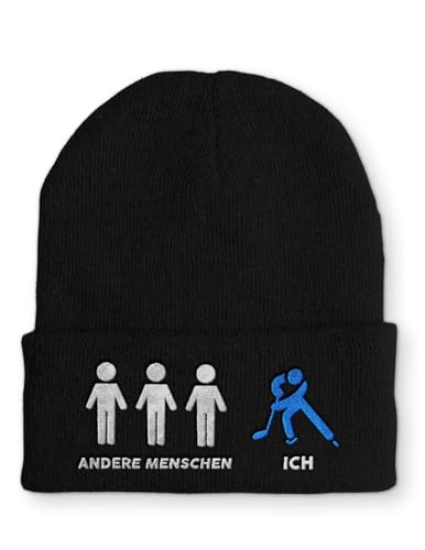 Spruchmütze Strickmütze Eishockey Wintermütze Mütze lustige Beanie mit Stick, Farbe: Black von tshirtladen