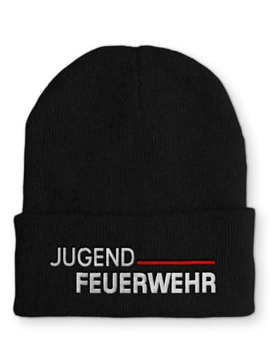Spruchmütze Strickmütze Jugend Feuerwehr Mütze Wintermütze lustige Beanie mit Stick, Farbe: Black von tshirtladen