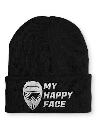 Spruchmütze Strickmütze Paintball Wintermütze Mütze lustige Beanie mit Stick, Farbe: Black von tshirtladen