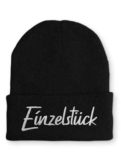 tshirtladen Strickmütze Einzelstück Mütze Wintermütze lustige Beanie mit Stick, Farbe: Black von tshirtladen