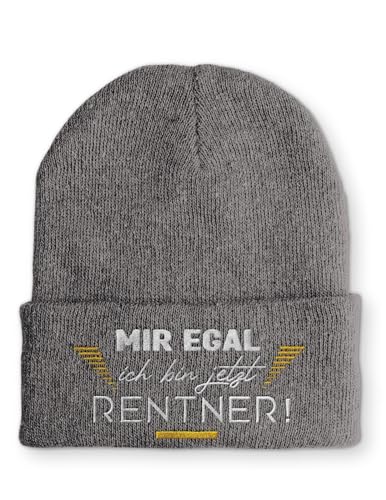 Strickmütze Mir egal ich Bin jetzt Rentner Mütze Wintermütze lustige Beanie mit Stick, Farbe: Grau von tshirtladen