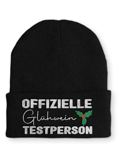 Strickmütze offizielle Glühwein Testperson Mütze Wintermütze lustige Beanie mit Stick, Farbe: Black von tshirtladen