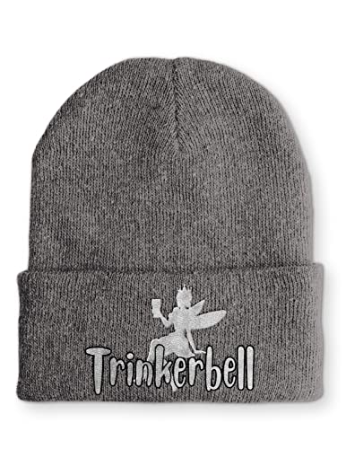 tshirtladen Trinkerbell Statement Spruchmütze Beanie Mütze für Damen und Herren, Farbe: Grau von tshirtladen