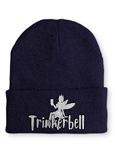 tshirtladen Trinkerbell Statement Spruchmütze Beanie Mütze für Damen und Herren, Farbe: Navy von tshirtladen