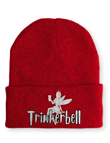 tshirtladen Trinkerbell Statement Spruchmütze Beanie Mütze für Damen und Herren, Farbe: Rot von tshirtladen