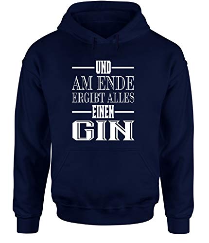 tshirtladen Und am Ende ergibt Alles einen Gin Hoodie Ginfluencer Spruchshirt, Farbe: Navy, Größe: X-Large von tshirtladen