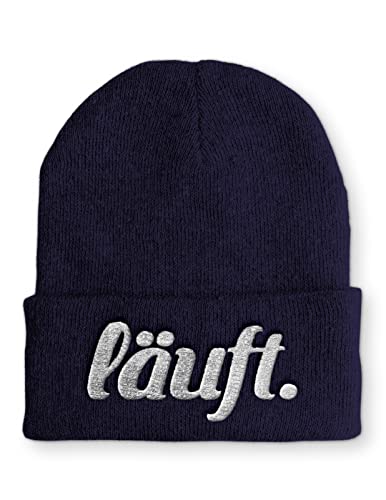 tshirtladen läuft Statement Wintermütze Beane Mütze für Damen und Herren, Farbe: Navy von tshirtladen