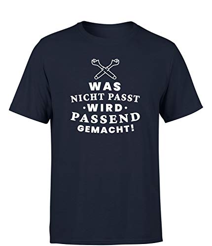 was Nicht passt, Wird passend gemacht T-Shirt Herren Werkstatt & Baustelle, Farbe: Navy, Größe: Xx-Large von tshirtladen