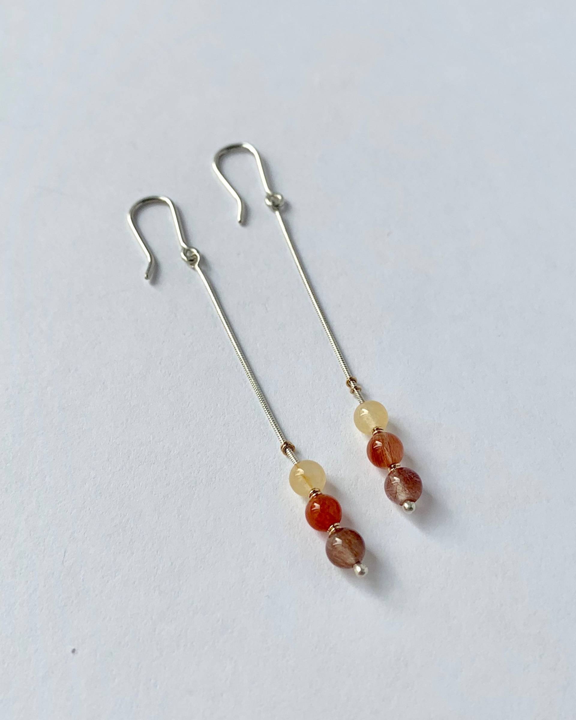 sterling Silber Ohrringe Rutilquarz & 14K Gold Perlen sterling Silber Ohrringe Rutilquarz & 14K Gold Perlen von tsvetajewelry