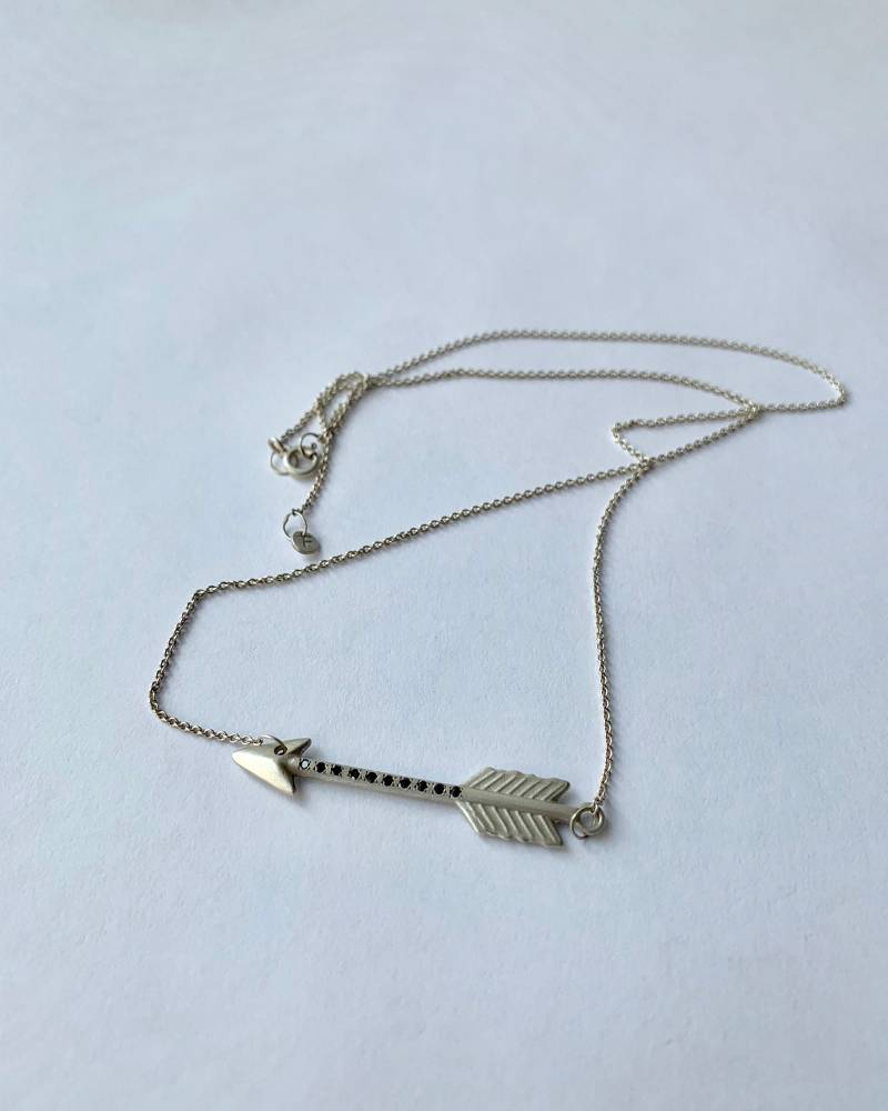 sterling Silber Pfeil Halskette Black Diamond Pave, Handgemachter Schmuck sterling Silber Pfeil Halskette Black Diamond Pave, Handgemachter Schmuck von tsvetajewelry