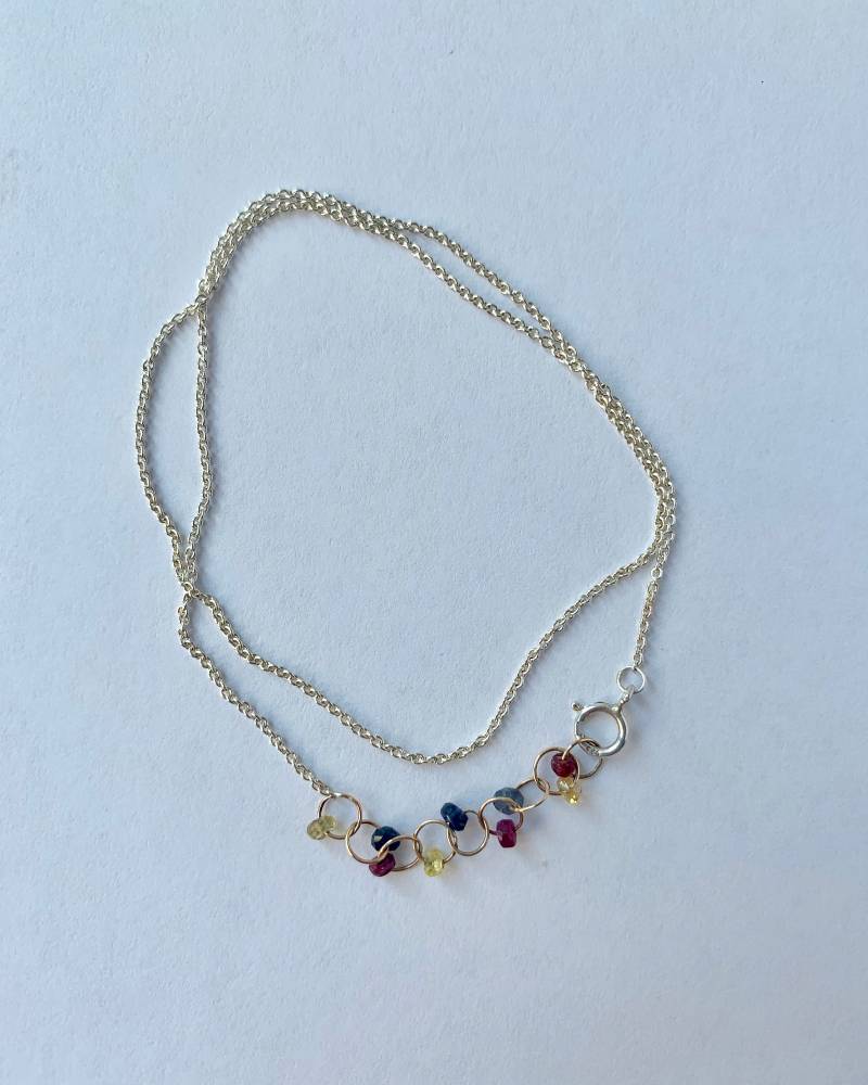 sterling Silber Regenbogen Edelstein Armband Handgemachtes Kettenarmband von tsvetajewelry