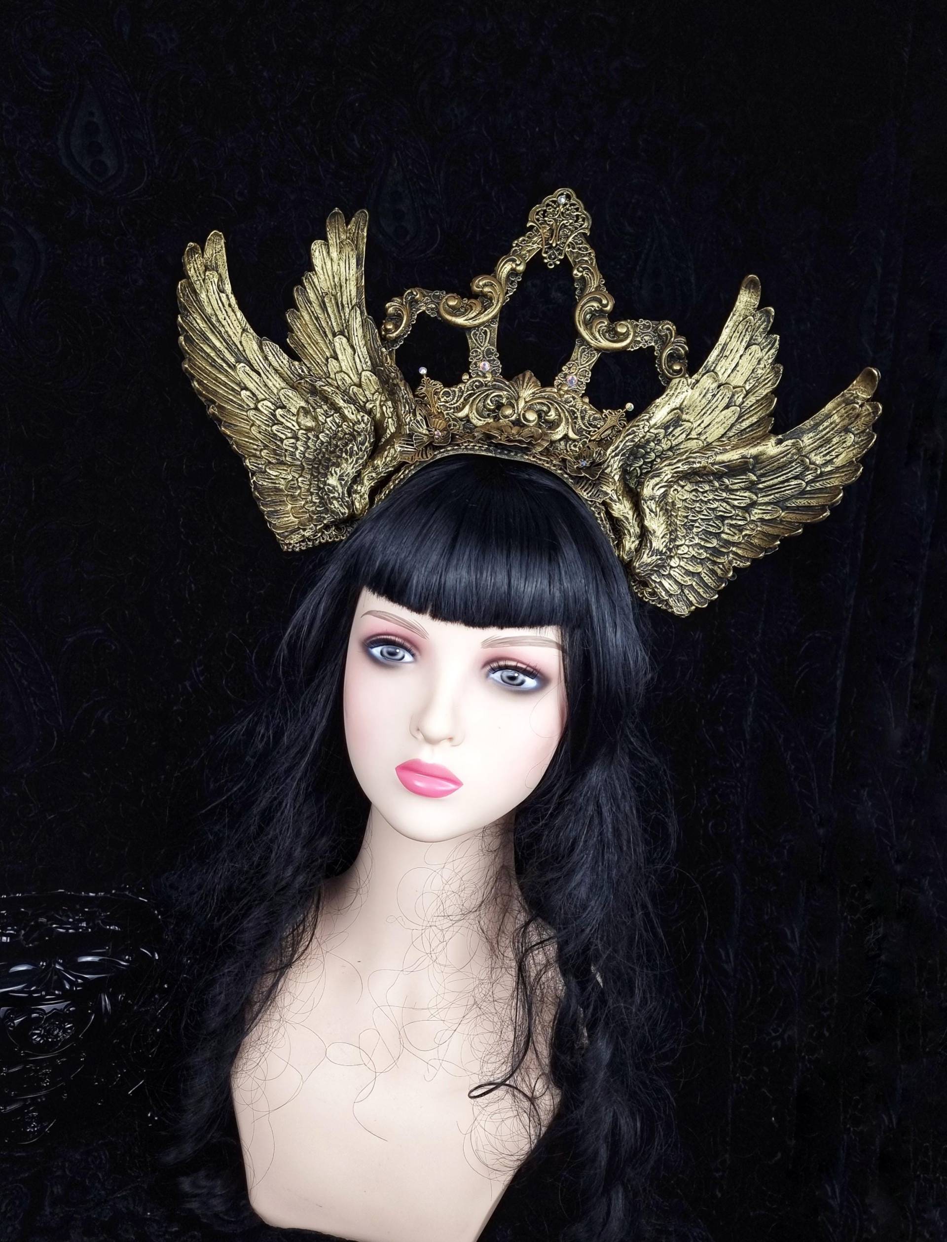 Anfertigung Nach Auftrag/ Kathedrale Flügel Kopfschmuck "Abby" Engel, Fantasy Kostüm, Krone, Gothic, Cosplay, Vampir, Kostüm Ball von tuahadedana