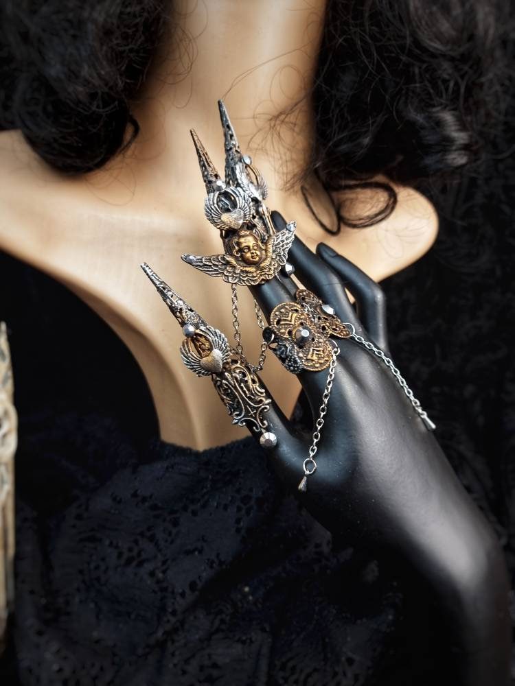 Anfertigung Nach Auftrag/Angel Love Fingerkrallen &amp; Ring, Cosplay, Fantasy Kostüm, Religiös, Gothic Claws, Engel Sakral, Larp von tuahadedana