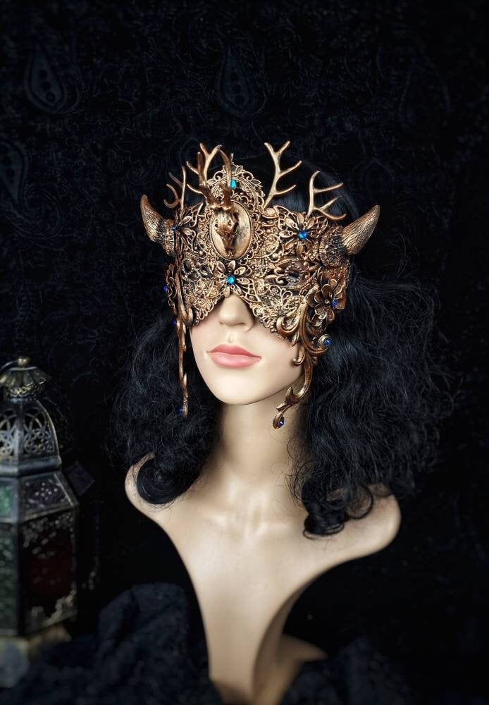 Cernunnos Krieger Blinde Maske, Cosplay, Pagan, Larp, Shieldmaiden, Rehschädel, Vikings, Fantasy, Hörner Maske/Anfertigung Nach Auftrag von tuahadedana