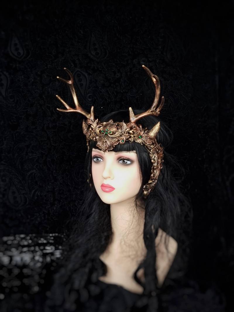 Face Frame Krone " Cernunnos Horns Cosplay, Larp, Pagan, Shieldmaiden, Vikings, Kopfschmuck, Fantasy Kostüm/Anfertigung Nach Auftrag von tuahadedana