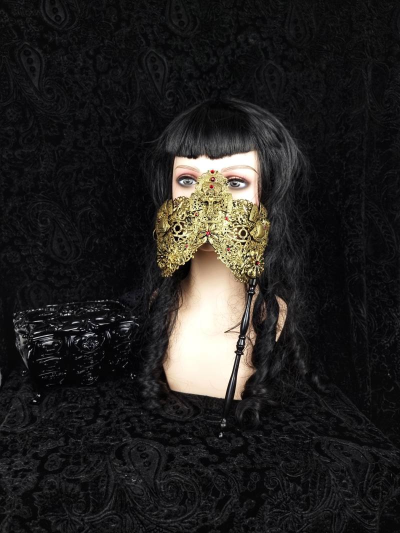 Faster Shipping/Blinde Maske "Karneval Von Venedig" Mit Abnehmbaren Stab, Fantasy Kostüm, Vampir, Ball, Krone, Kopfschmuck, Goth von tuahadedana