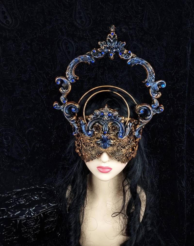 Made To Order Halo, Blind Mask &quot;Athene&quot; Cosplay, Vampire, Fantasy, Goth, Crown, Vodoo, Burlesque von tuahadedana