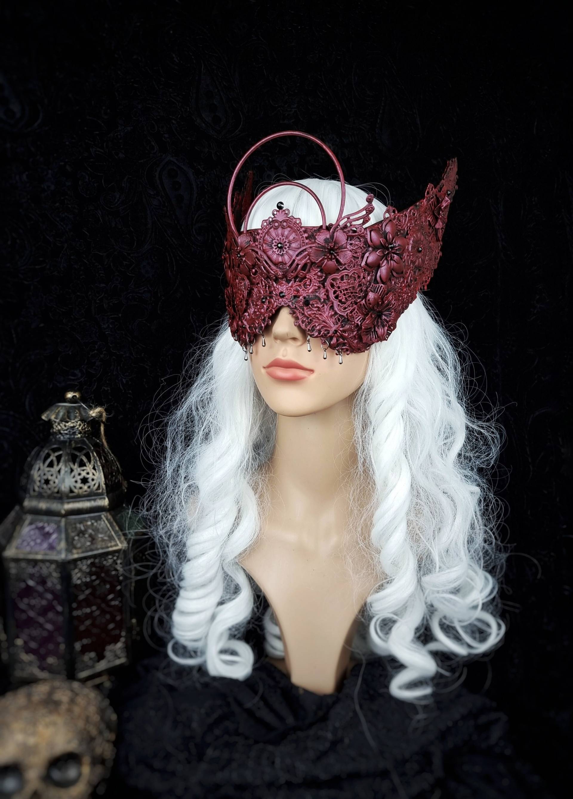 Made To Order Halo Blind Mask "Bat Wings" Cosplay, Vampire, Fantasy, Goth, Crown, Vodoo von tuahadedana