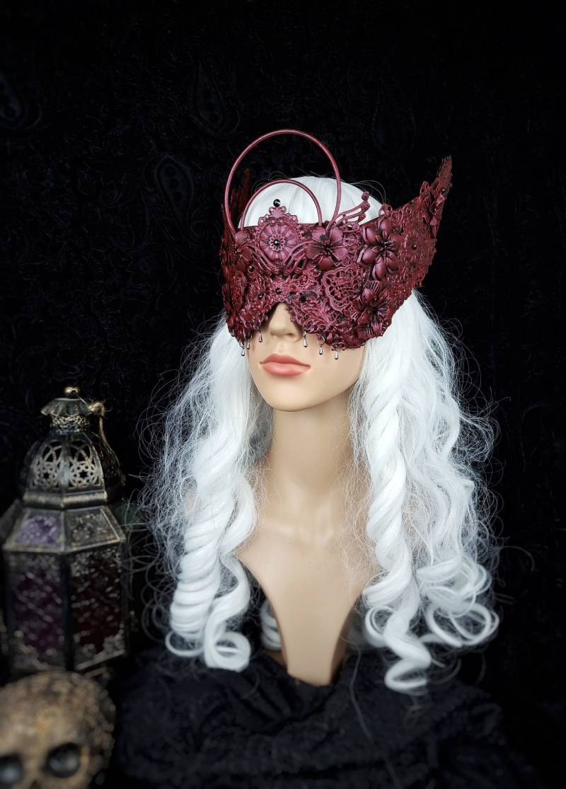 Made To Order Halo Blind Mask "Bat Wings" Cosplay, Vampire, Fantasy, Goth, Crown, Vodoo von tuahadedana