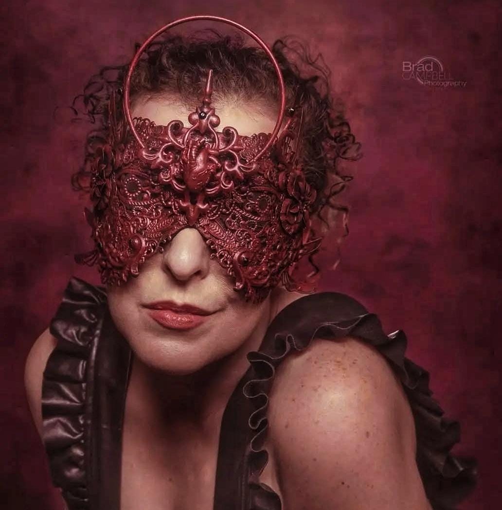 Made To Order Halo Blind Mask "Fairy Heart" Cosplay, Vampire, Fantasy, Goth, Crown, Vodoo von tuahadedana