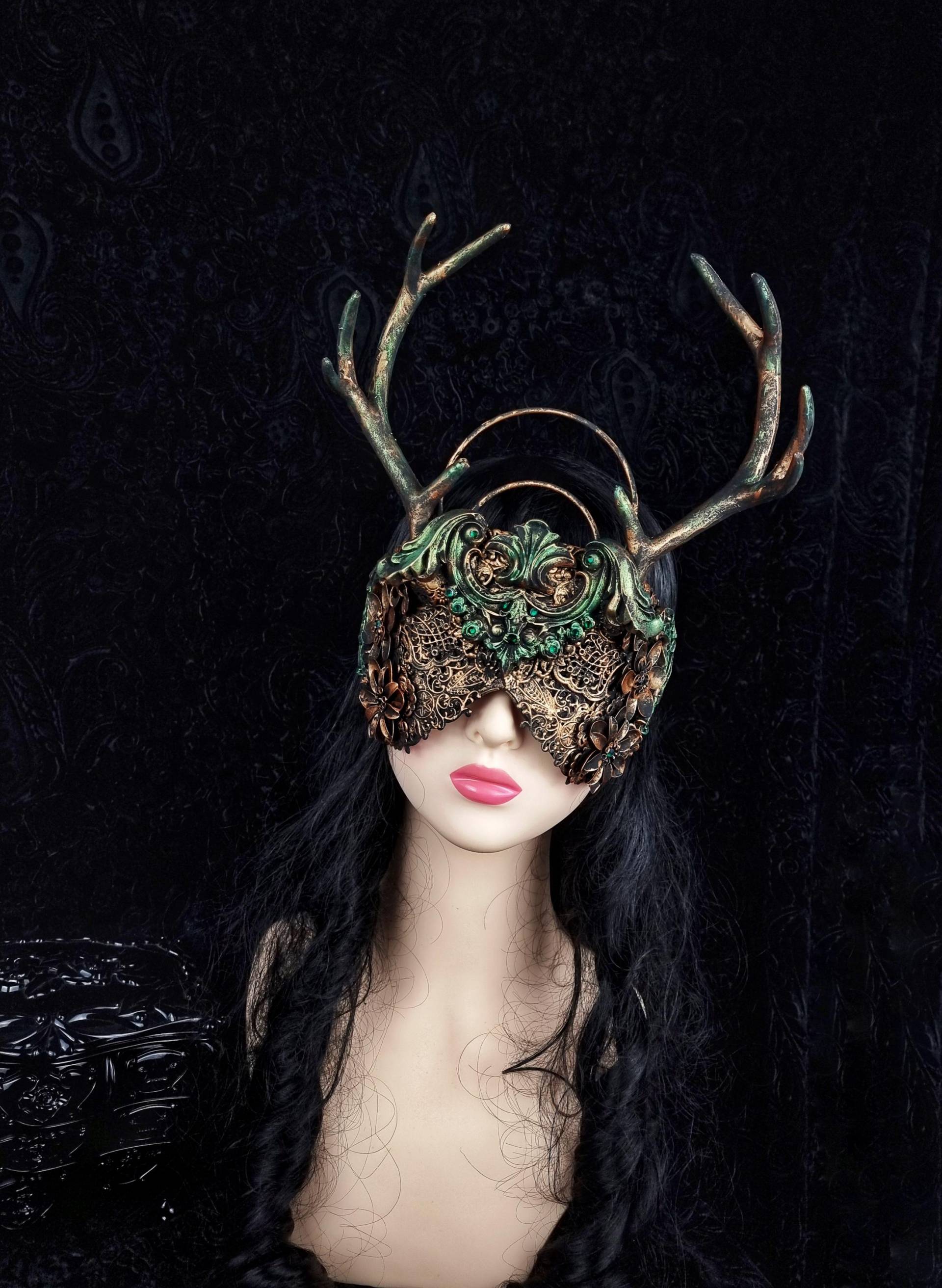 Sofort Versandbereit/Blinde Maske Mit Geweih, Pagan, Shieldmaiden, Fantasy Kostüm, Cernunnos, Morrigan, Krieger, Krone, Cosplay von tuahadedana