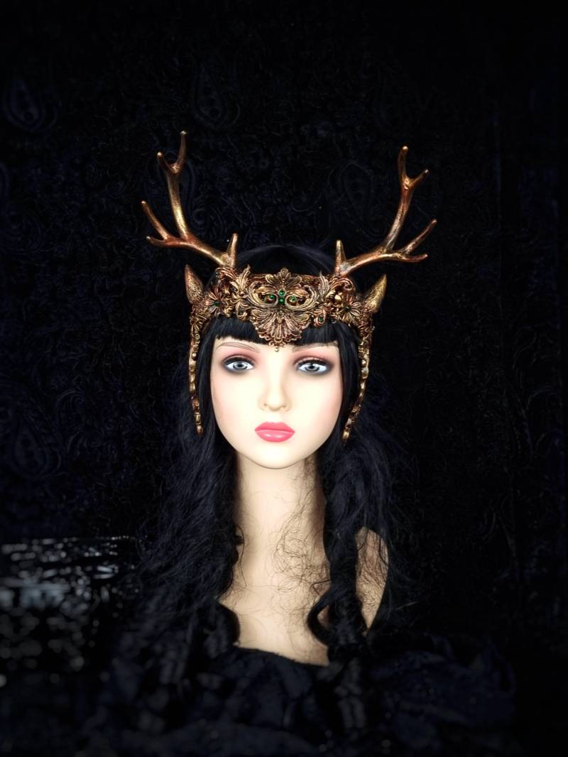 Sofort Versandbereit/Face Frame Krone " Cernunnos Horns Cosplay, Larp, Pagan, Shieldmaiden, Vikings, Kopfschmuck, Fantasy Kostüm von tuahadedana