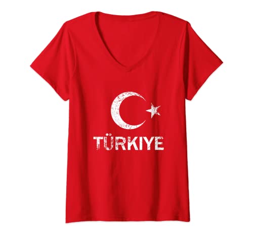 Damen Türkische Flagge TÜRKIYE T-Shirt mit V-Ausschnitt Damen Türkische Flagge TÜRKIYE T-Shirt mit V-Ausschnitt von türkiye flag products
