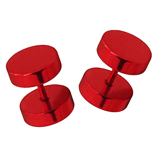 Tumundo Fake-Plugs 1 Paar Rot Fake Plug Tunnel Piercing Ohrstecker Ohrring Damen Ohrpiercing Zum Schrauben Ø 6 8 10 12mm, Farbe:rot - 12mm von Tumundo