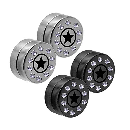 2 Paar Magnet Fakeplugs Fake Plug Magnetisch Motiv Stern Glitzer Strass Tunnel Ohrstecker Damen Clip silber schwarz von tumundo