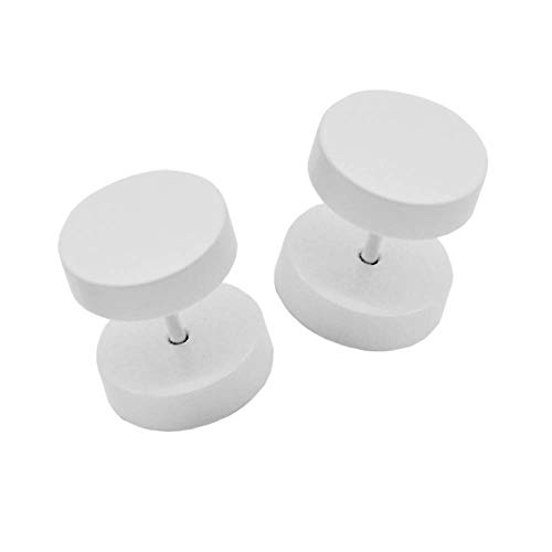 Tumundo Fake-Plugs Fake-Tunnel Piercing Ohrstecker Ø 6 8 10 12 mm Plug Ohr Ohrringe Damen Herren Schraubverschluss Edelstahl, Farbe:weiß - 8mm von Tumundo