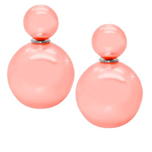 Tumundo® 1 Paar Perlen-Ohrringe Doppel Kugel Ohrstecker Ohrschmuck Ohr Ohrringe Piercing Matt Glänzend Damen, Variante:rosa von Tumundo