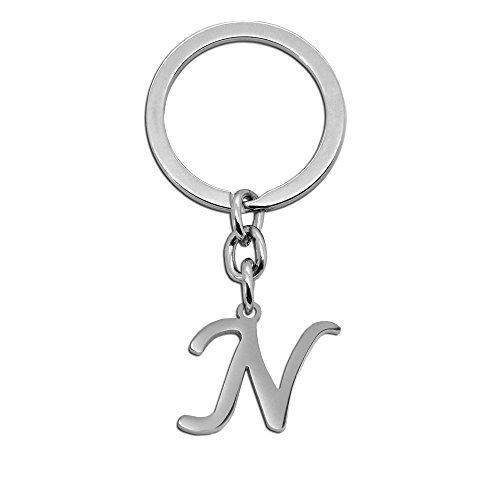 Tumundo® 1 Schlüsselanhänger Buchstabe Alphabet Buchstaben Schlüsselring Silbern Golden Schwarz Edelstahl Schlüssel Name, Variante_:N - silbern von tumundo