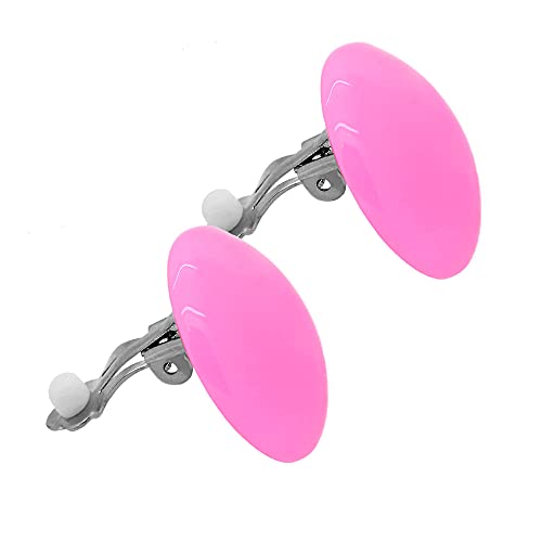 Tumundo® Ohr-Clips Aus Plastik Ohrklemme Ohr-Stecker Ohrringe Fake-Plug Acryl Damen Mädchen Button Rund, Variante:rosa von Tumundo