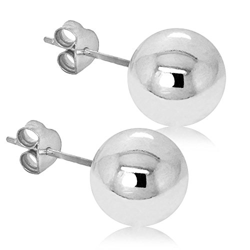 Tumundo® Ohrstecker 925 Sterling Silber Kugel Ohrringe Vergoldet 24 Karat Perle Ball Damen-Schmuck Glänzend Unisex Set, Variante:silber - 8mm von Tumundo