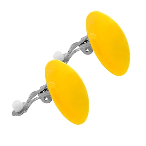 Tumundo® Set von 2 od 10 STK / 1 STK Ohr-Clips Ohrklemme Ohr-Stecker Ohrringe Fake-Plug Button Rund Acryl Damen Kinder, Variante:gelb von tumundo