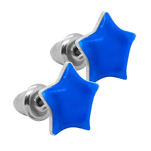 Tumundo® Stern Ohrstecker Ohrringe UV Aktiv Leuchtend Motiv Sterne Weiß Pink Gelb Grün Blau Damen Kinder Ohr-Schmuck, Variante:blau von Tumundo