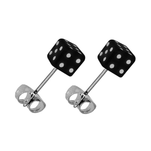 Tumundo® 2 Ohrstecker Würfel Punkte Eckig Rockabilly Ohrringe Kinder Damen-Schmuck Acryl Cube Studs Piercing Edelstahl, Variante_:Variante 1 von Tumundo