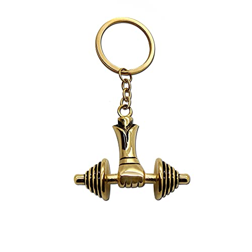 Tumundo Schlüssel-Anhänger Schlüsselring Edelstahl Hantel Box-Handschuh Gewicht Fitness Bodybuilding Sport Bizeps Muskel, Variante:Mod7 - gold von tumundo