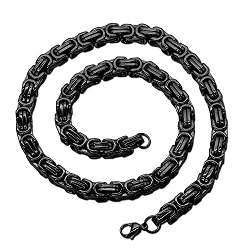 Tumundo® Königskette mit oder ohne Armband Halskette Collier Herren-Schmuck, Modell:schwarz - Ø 6mm - 22cm von Tumundo