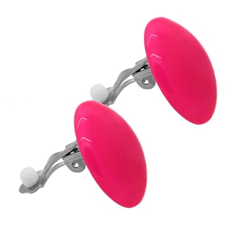 Tumundo® Set von 2 od 10 Stk / 1 Stk Ohr-Clips Ohrklemme Ohr-Stecker Ohrringe Fake-Plug Button Rund Acryl Damen Kinder, Variante:pink von Tumundo