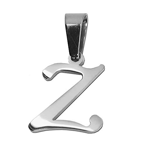 Tumundo 1 Kettenanhänger + Schmuckbeutel Buchstabe Alphabet Anhänger Halskette Name Silbern Edelstahl Damen Charm, Variante_:Z - silbern von Tumundo