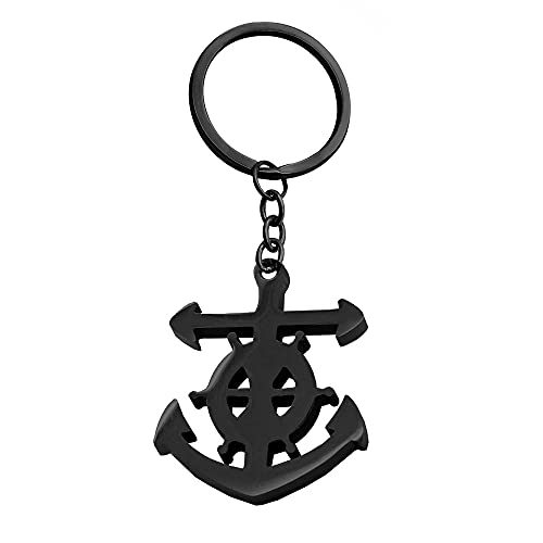 Tumundo 1 Schlüssel-Anhänger Anker Steuerrad Anchor Schlüsselring Autoschlüssel Schlüsselbund Maritim Schiff Edelstahl, Variante:Mod2 - schwarz von Tumundo