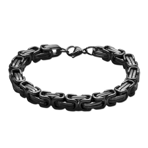 Tumundo Armband 22cm Königskette Edelstahl-Kette Panzerkette Schwarz Herren-Schmuck Damen Massiv Armkette Zart, Stärke:9 mm von Tumundo